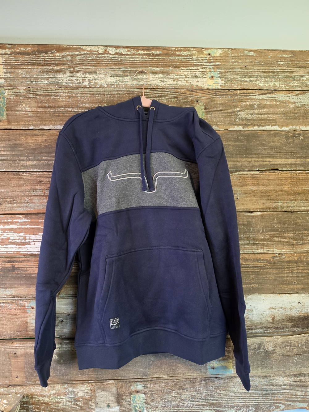Kimes Ranch Navy and Gray Pullover Hoodie NWT